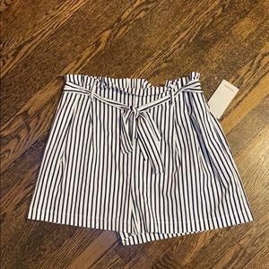 NWT Zara Basic Striped Shorts with Belt